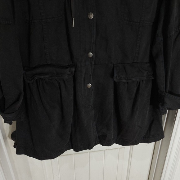 Free People Nocturne Parka Jacket Womens XS Black 100% Cotton Pockets Hooded - Picture 5 of 14